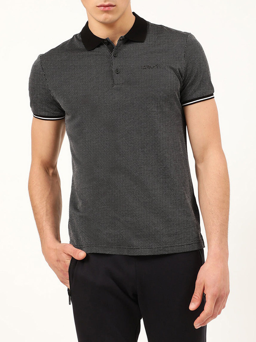 Antony Morato Men Black Polo Collar Slim Fit T shirt