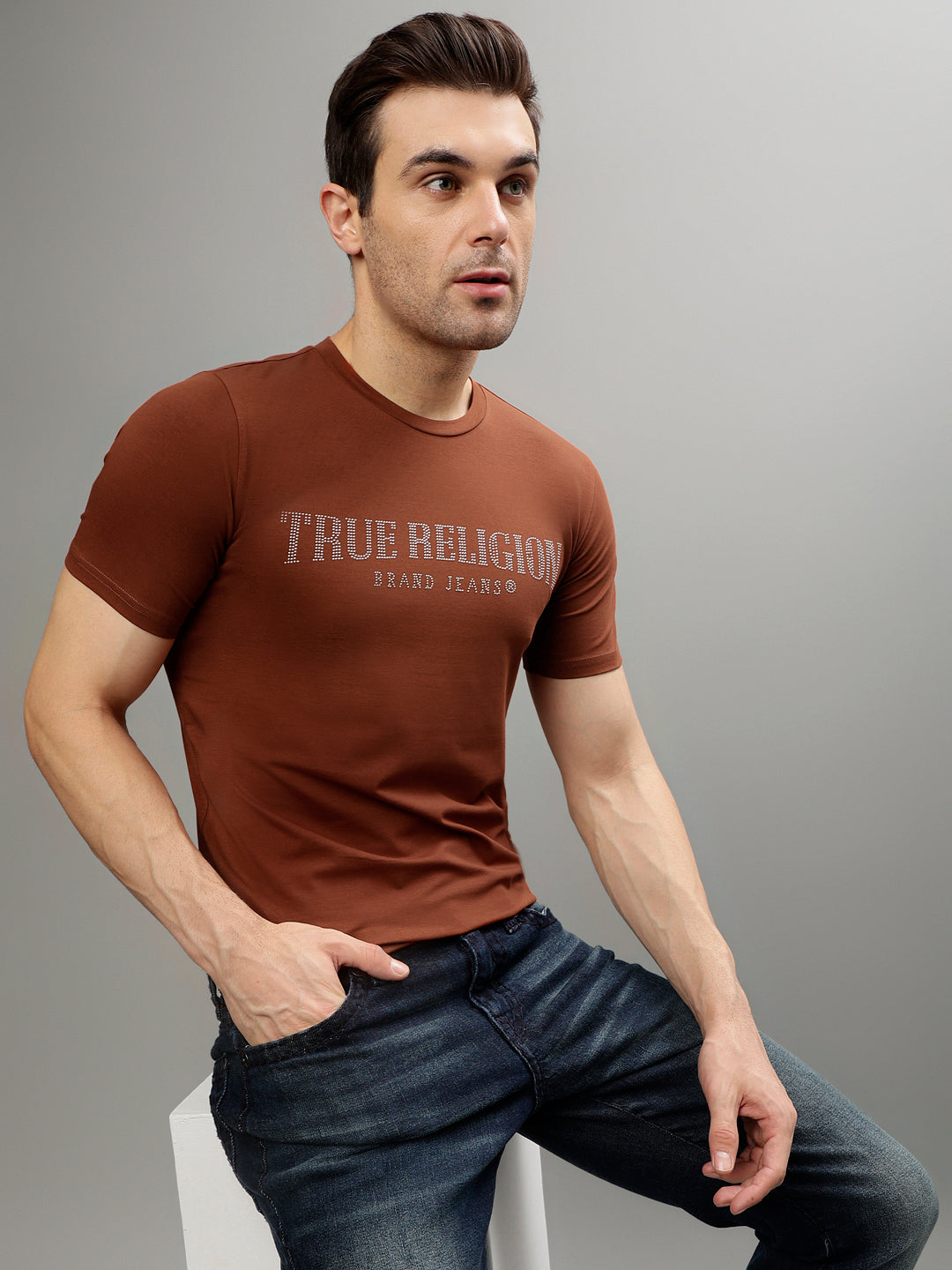 brown true religion shirt