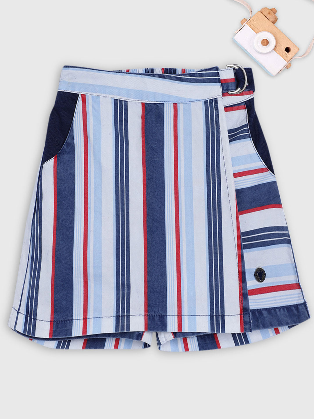 Blue Giraffe Girls Multi Striped Regular Fit Skirt