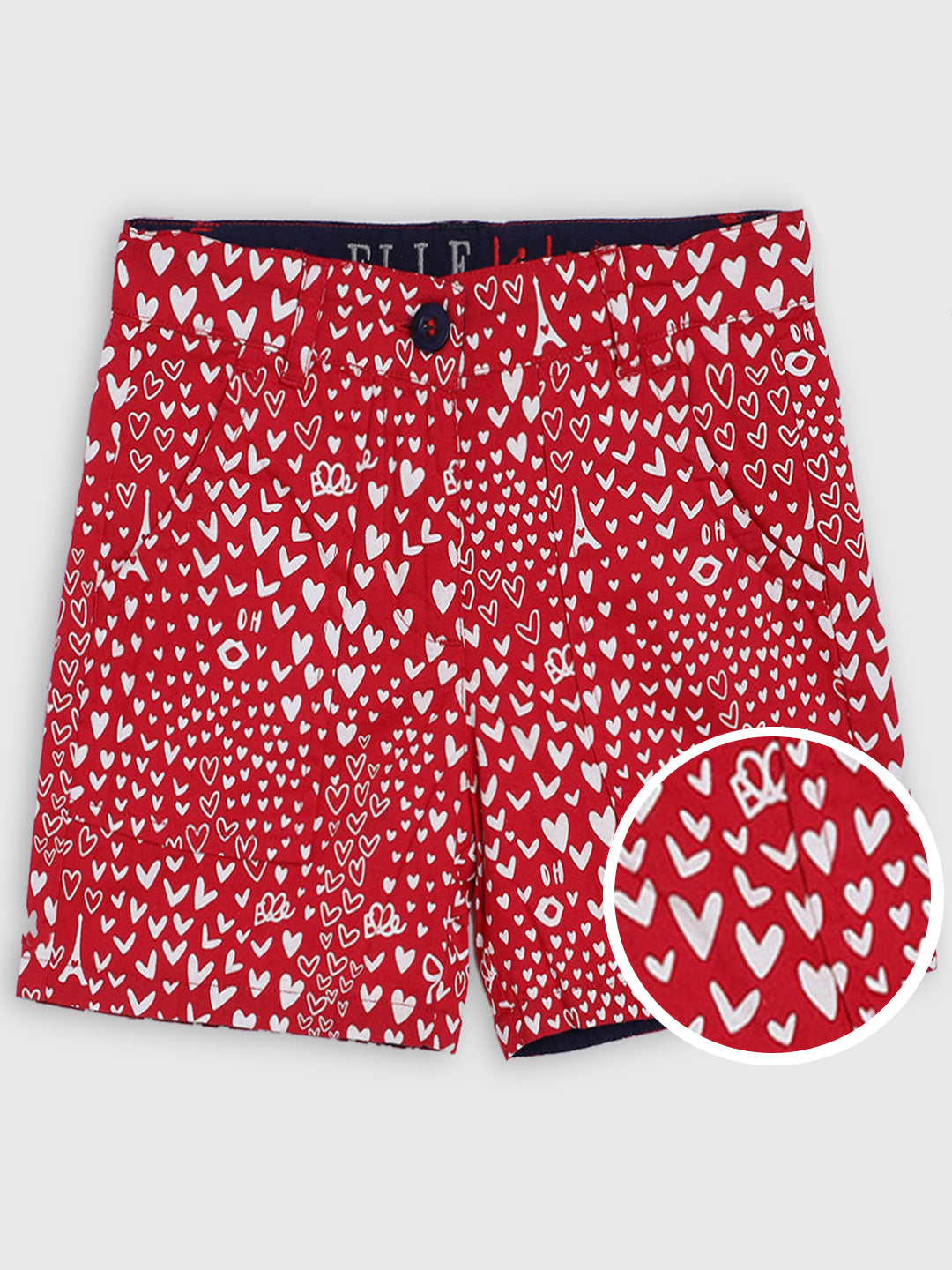 Elle Kids Girls Red Printed Regular Fit Shorts