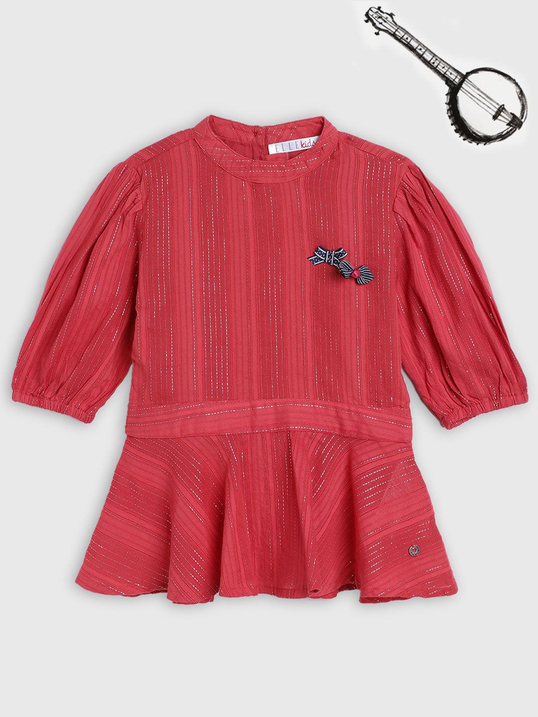 Elle Kids Girls Red Solid Round Neck Top