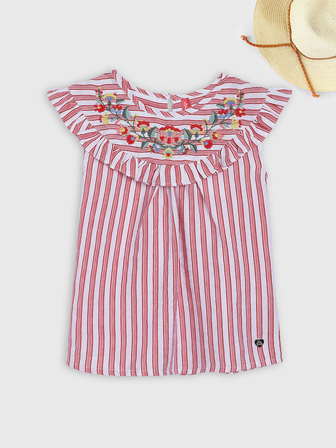 Blue Giraffe Girls Multi Striped Round Neck Top