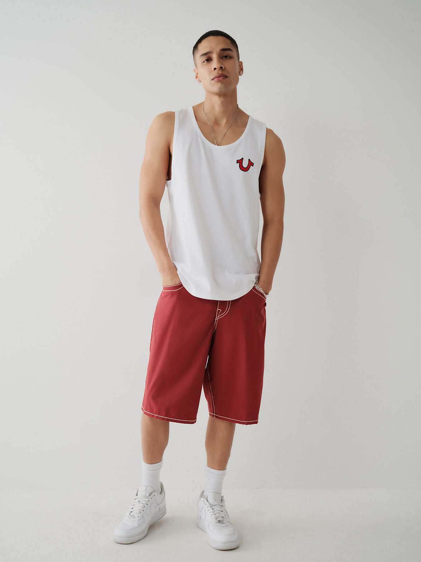 True Religion White Logo Relaxed Fit Tank T-Shirt