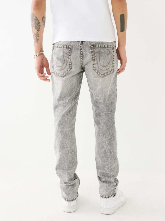 True Religion Men Grey Solid Slim Fit Mid-Rise Jeans