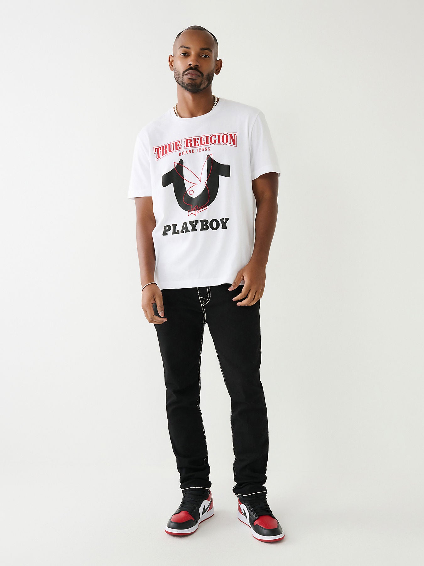 True Religion White Logo Relaxed Fit T-Shirt