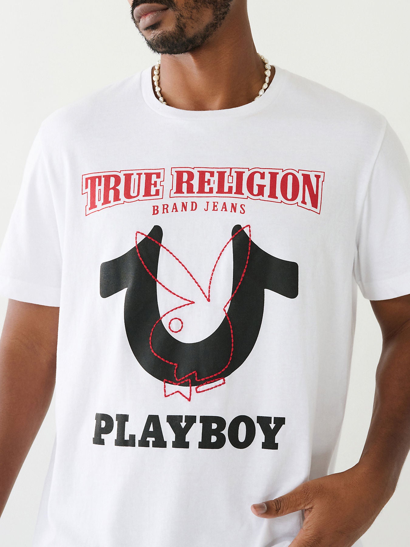 True Religion White Logo Relaxed Fit T-Shirt