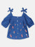 Blue Giraffe Girls Blue Embroidered Square Neck Top