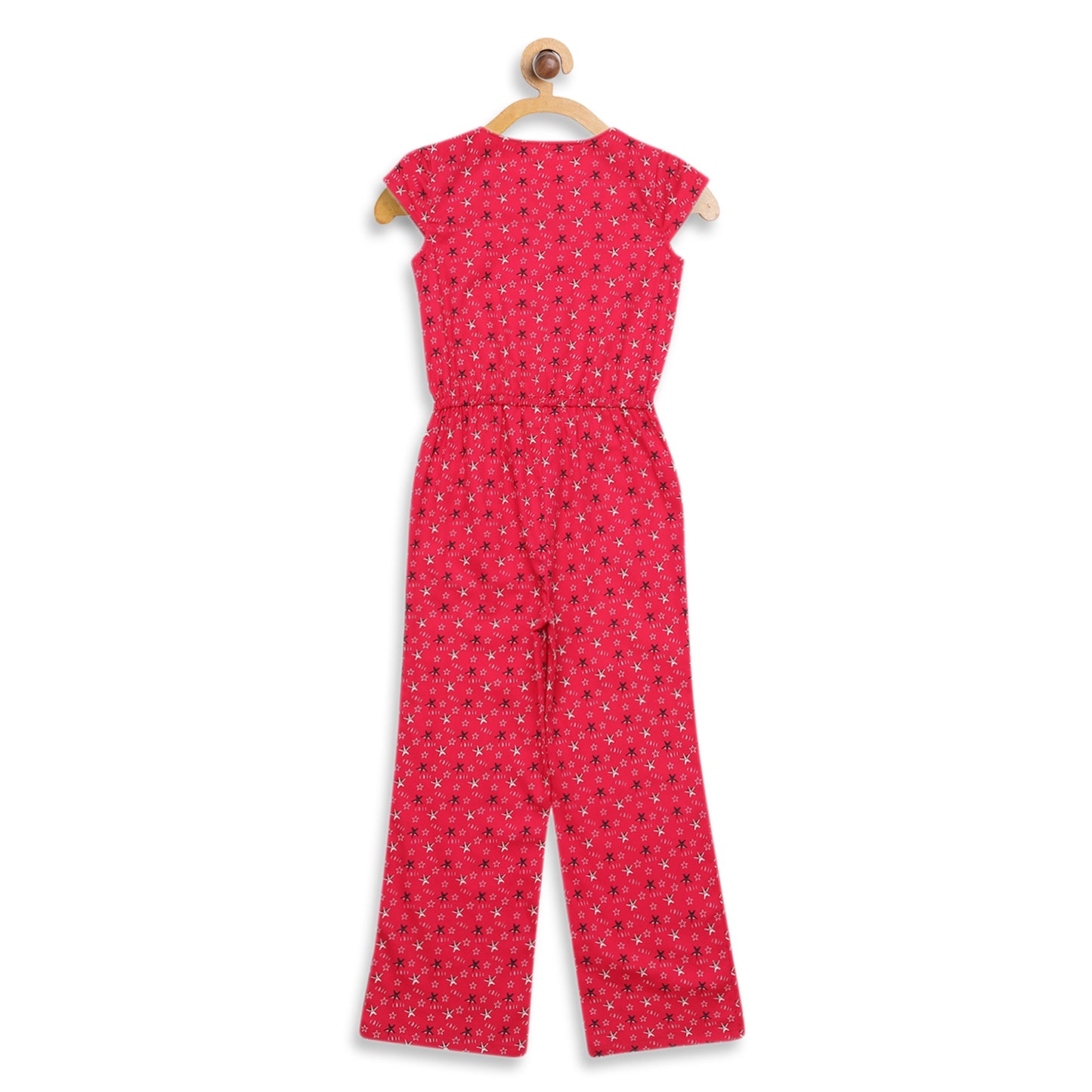 Elle Kids Girls Maroon Printed Round Neck Jumpsuit