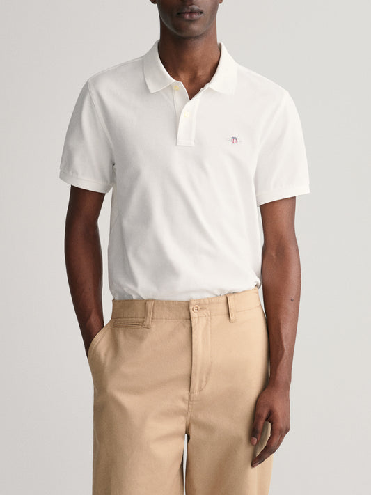 Gant White Fashion Regular Fit Polo T-Shirt