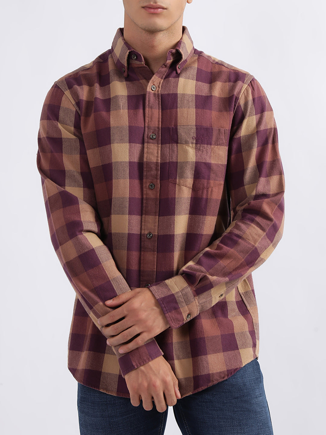 Gant Wine Checked Regular Fit Shirt