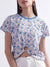 Elle Blue Floral Regular Fit Crop Top