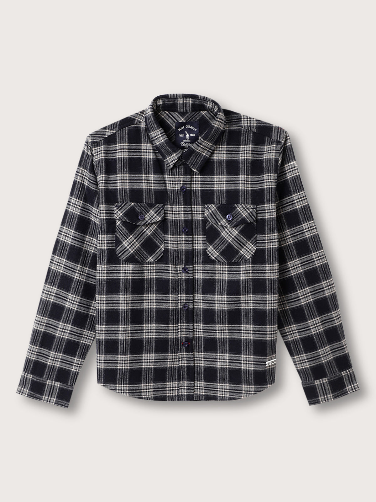 Blue Giraffe Kids Navy Checked Regular Fit Shirt