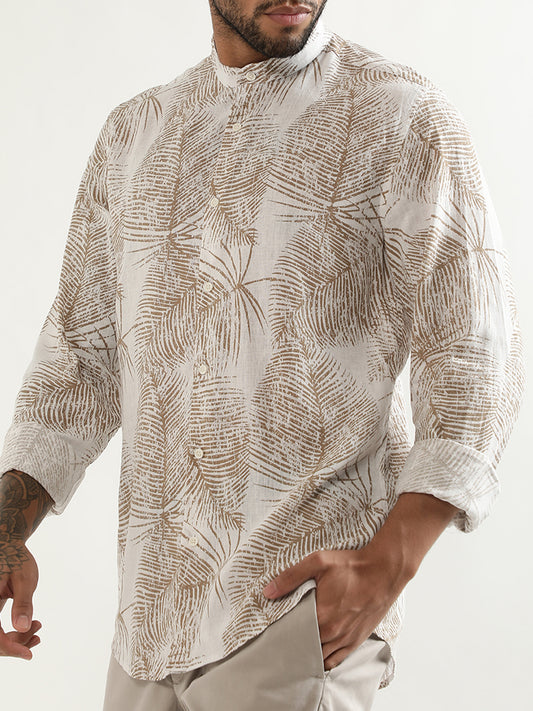 Antony Morato Beige Printed Slim Fit Shirt