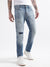 True Religion Super T Skinny Light Blue Lightly Washed Mid Rise Distressed Jeans