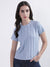 Iconic Women Blue Solid Round Neck Top