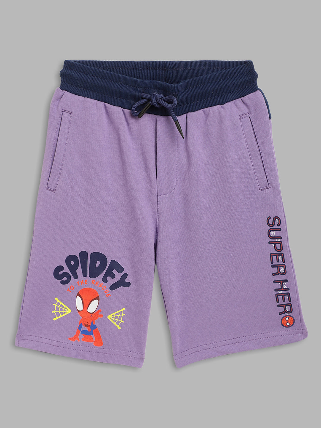 Blue Giraffe Boys Lilac Solid Regular Fit Shorts