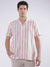 Lindbergh Dark Pink Coral Fashion Striped Slim Fit Shirt