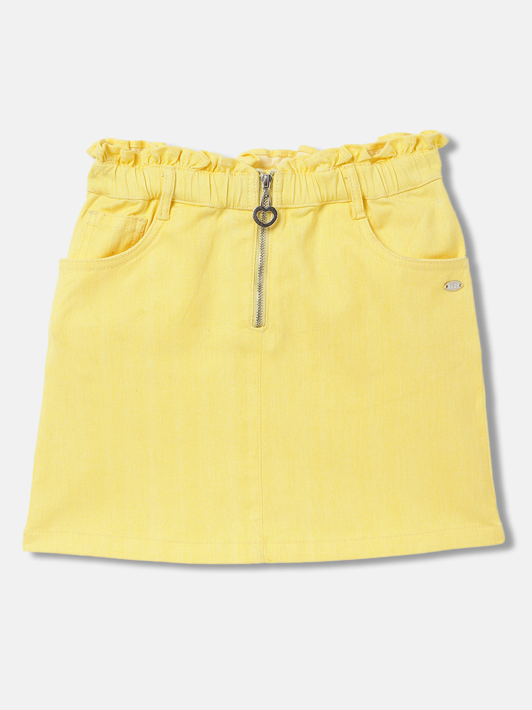 Elle Kids Girls Yellow Solid Regular Fit Skirt