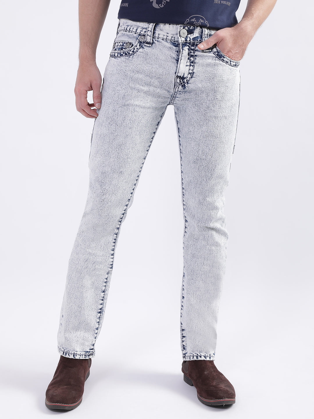 True Religion Men Straight Fit Heavy Fade Jeans