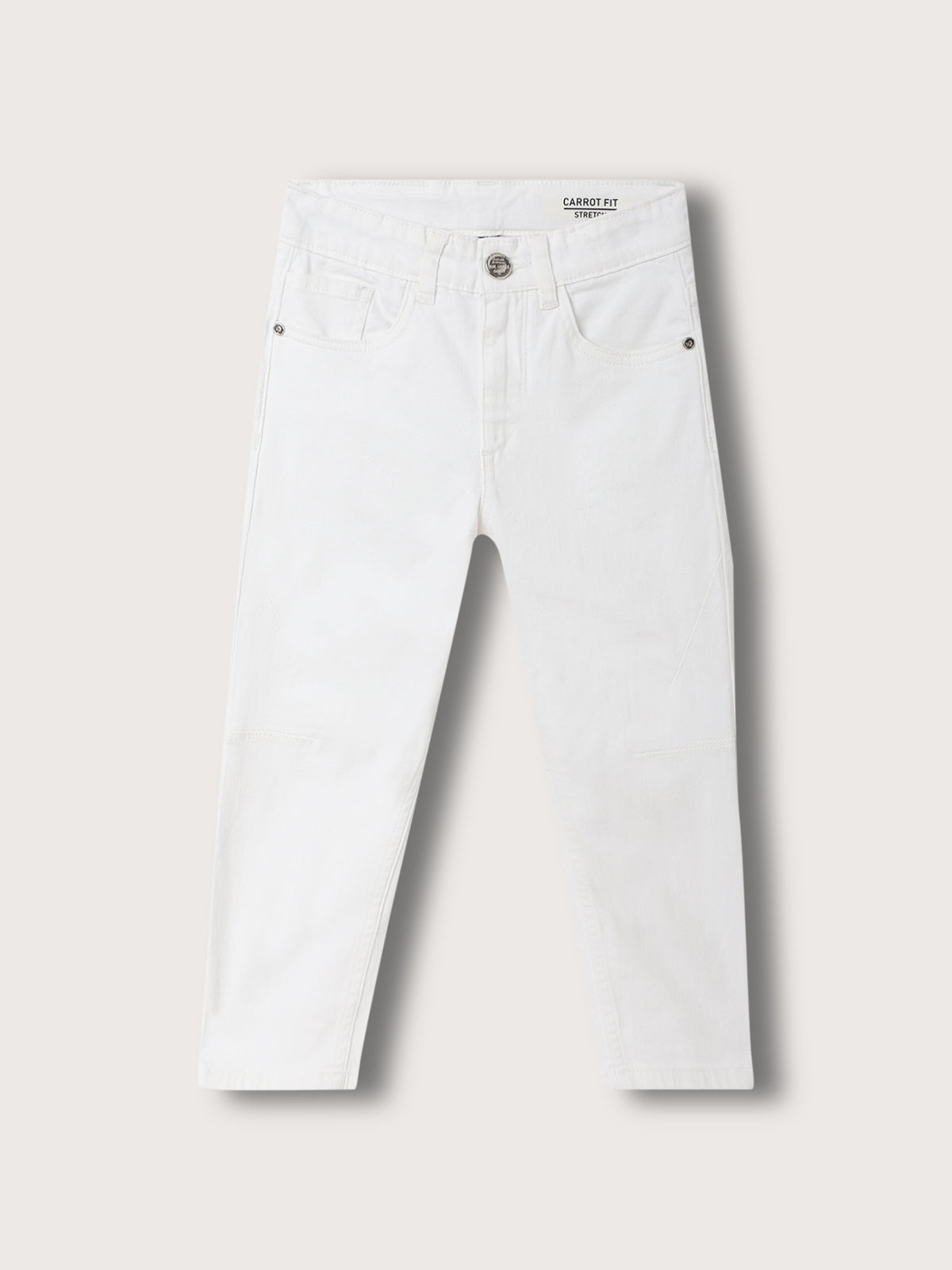 Blue Giraffe Boys White  Solid Carrot Jeans