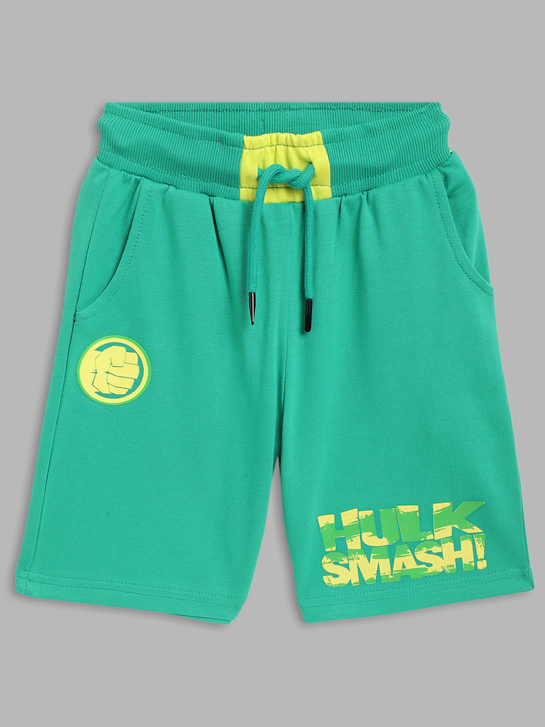 Blue Giraffe Boys Green Solid Regular Fit Shorts