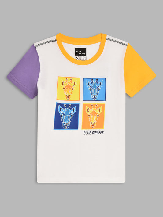 Blue Giraffe Boys Multi Solid Round Neck TShirt