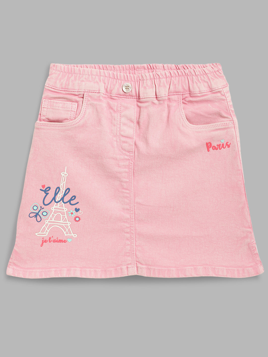 Elle Kids Girls Pink Printed Regular Fit Skirt