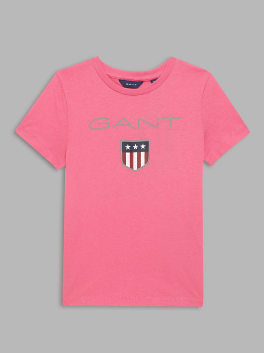 Gant Kids Pink Logo Regular Fit T-Shirt