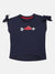 Elle Kids Girls Navy Solid Round Neck TShirt