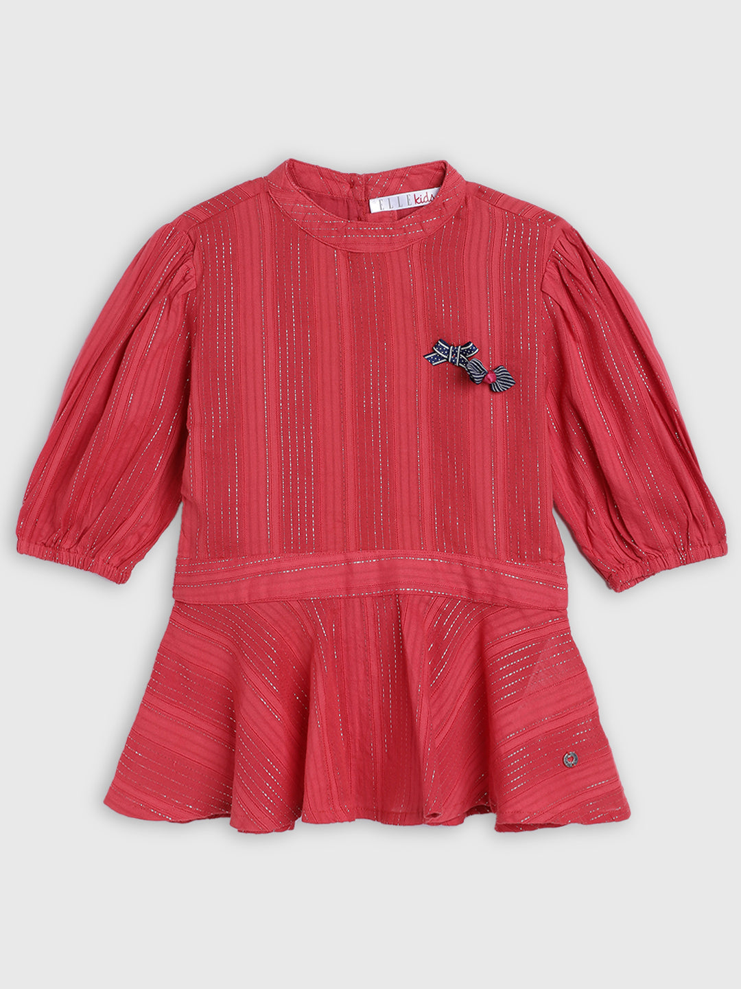 Elle Kids Girls Red Solid Round Neck Top