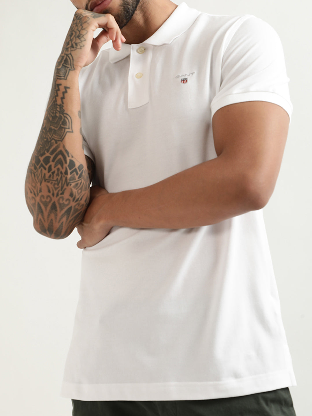 Gant White Original Regular Fit Pique Polo T-Shirt