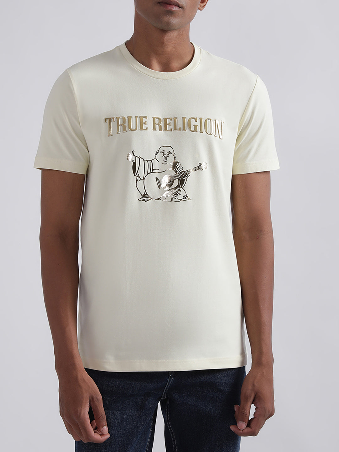 True Religion Off White Logo Regular Fit T-Shirt