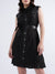 DKNY Women Black Solid Collar Dress