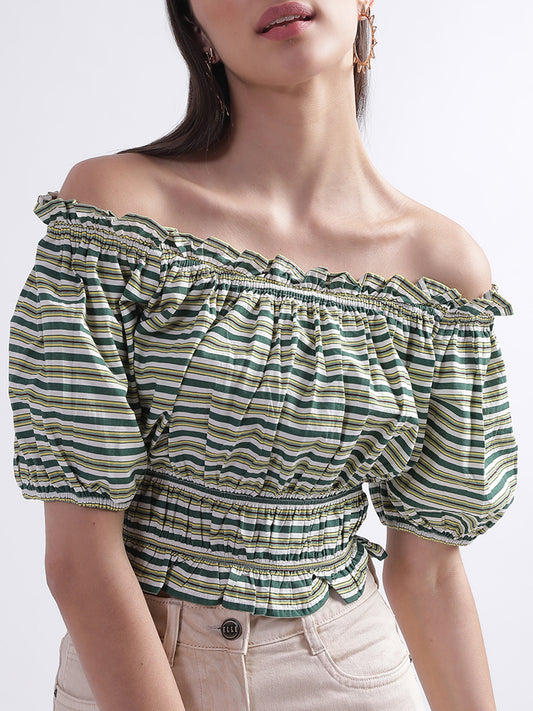 Elle Women Multi Off Shoulder Striped Top