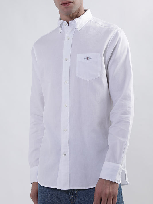 Gant White Honeycomb Weave Regular Fit Shirt