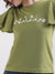 Elle Women Green Solid Round Neck TShirt