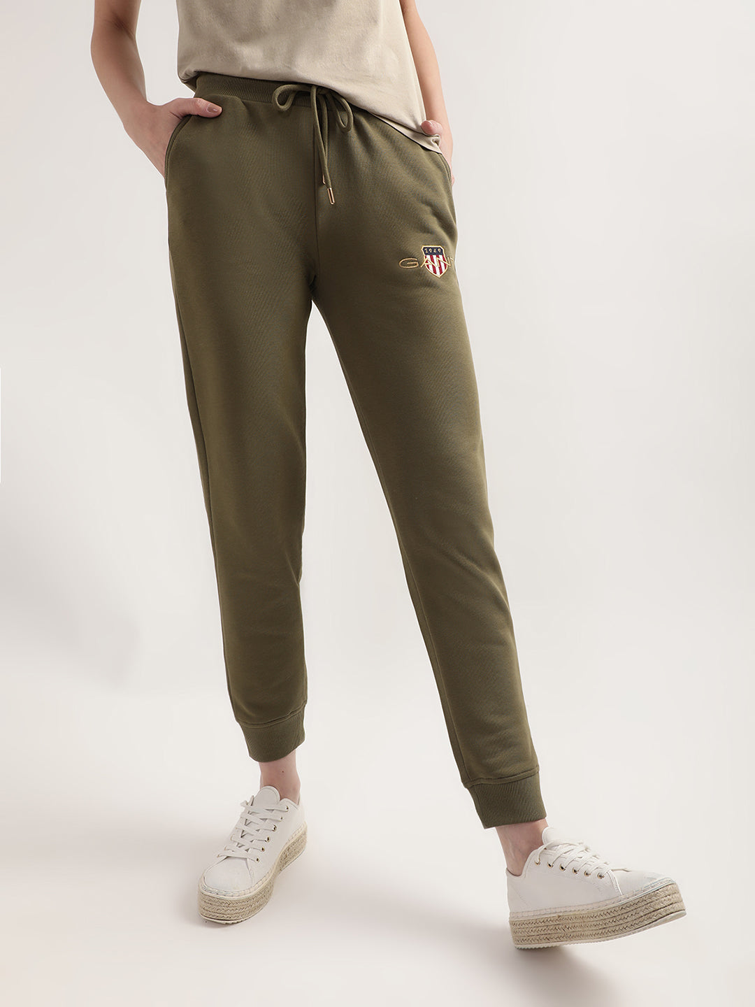 Gant Women Olive Green Regular Fit Joggers