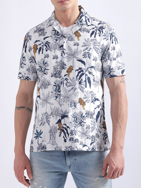 Iconic White Printed Regular Fit Shirt