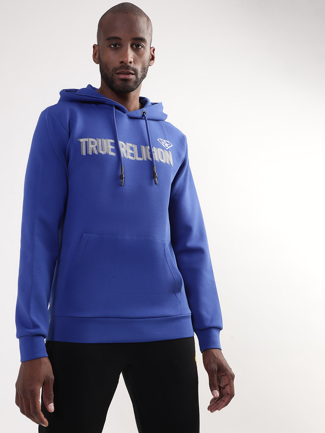 True Religion Men Blue Solid Round Neck Sweatshirt