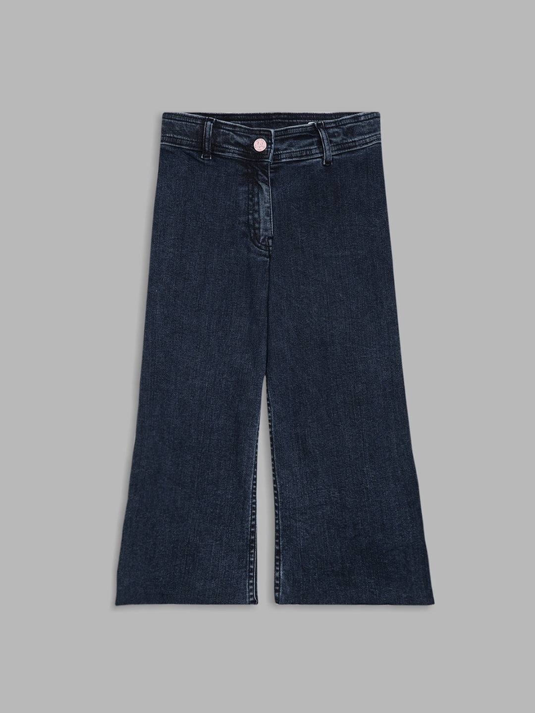 Blue Giraffe Girls Blue Solid Flared Jeans