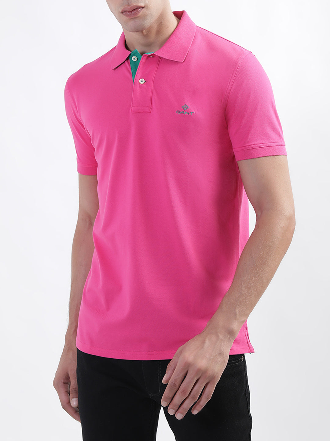 Gant Pink Contrast Pique Slim Fit Polo T-Shirt