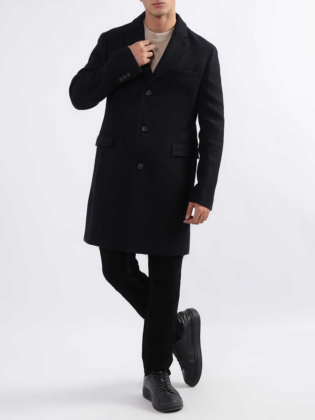 Mens cheap black topcoat