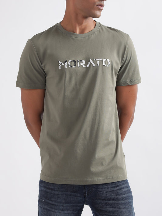 Antony Morato Sage Green Logo Slim Fit T-Shirt