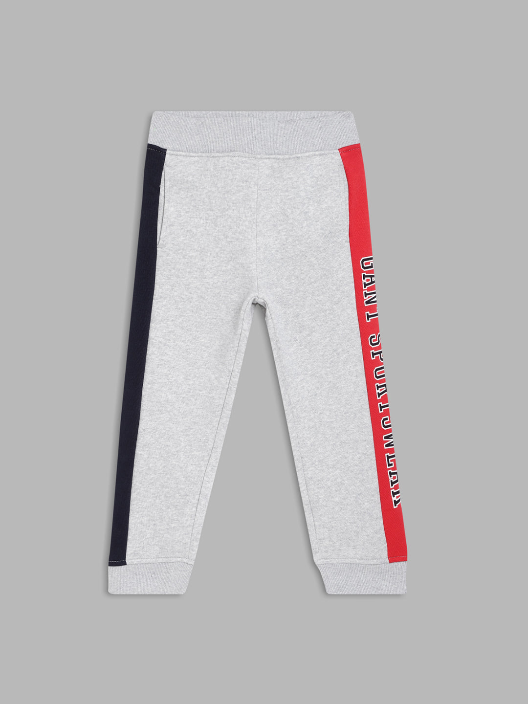 Gant Boys Grey  Red Colourblocked Cotton Regular Fit Joggers