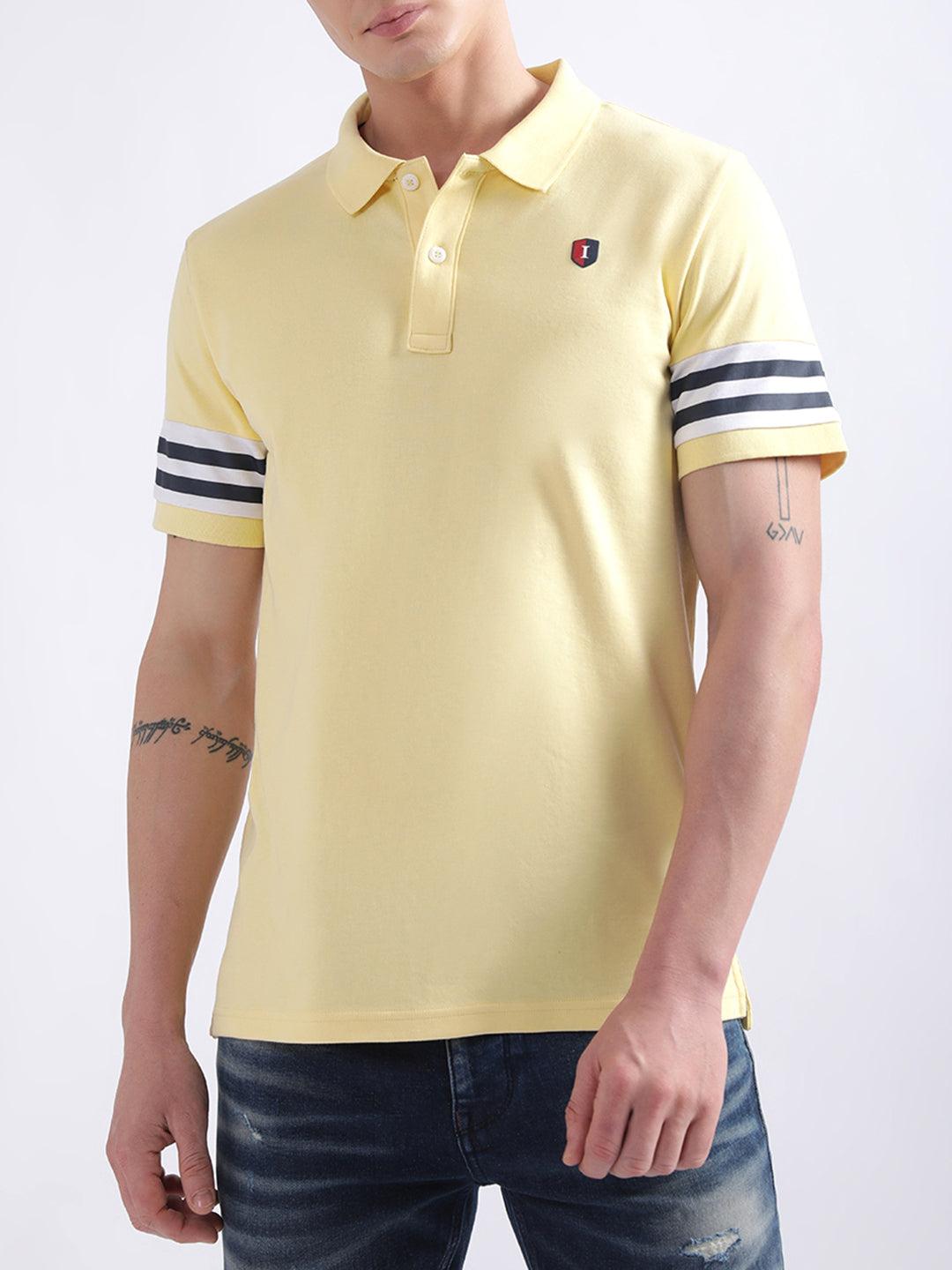 Iconic Yellow Striped Regular Fit Polo T-Shirt