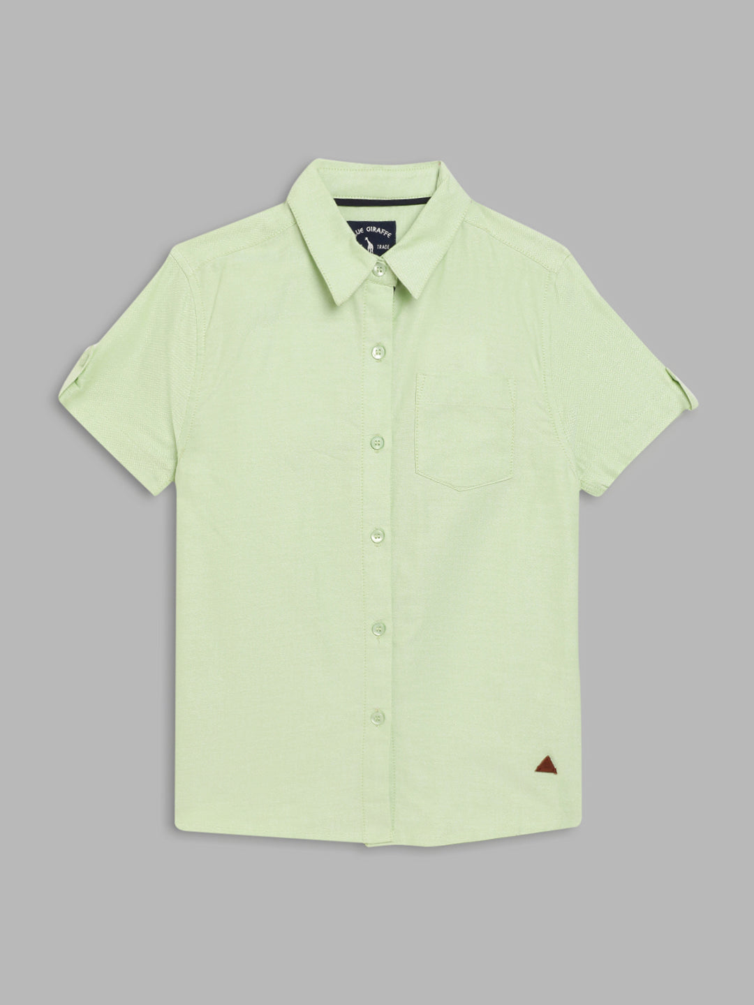 Blue Giraffe Boys Green Solid Collar Shirt