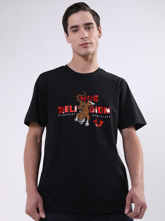 True Religion Black Logo Regular Fit T-Shirt