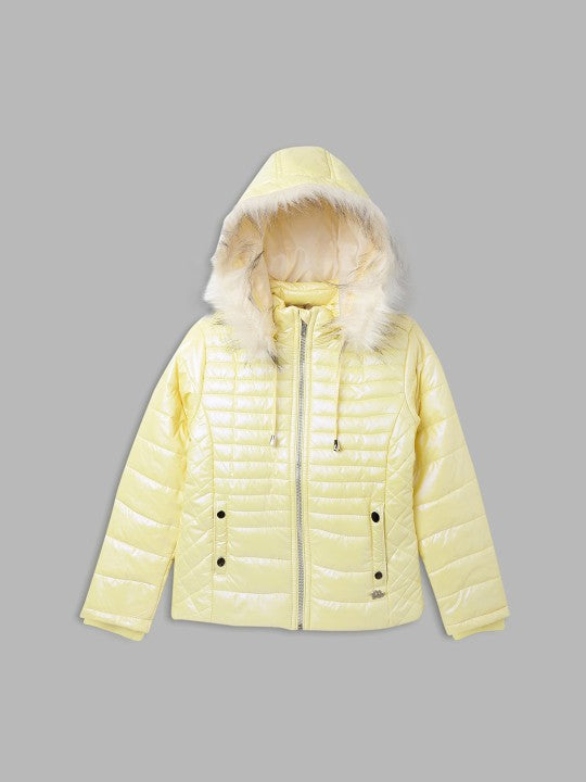 Elle Kids Girls Yellow Solid Jacket