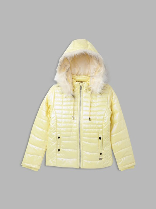 Elle Kids Girls Yellow Solid Jacket