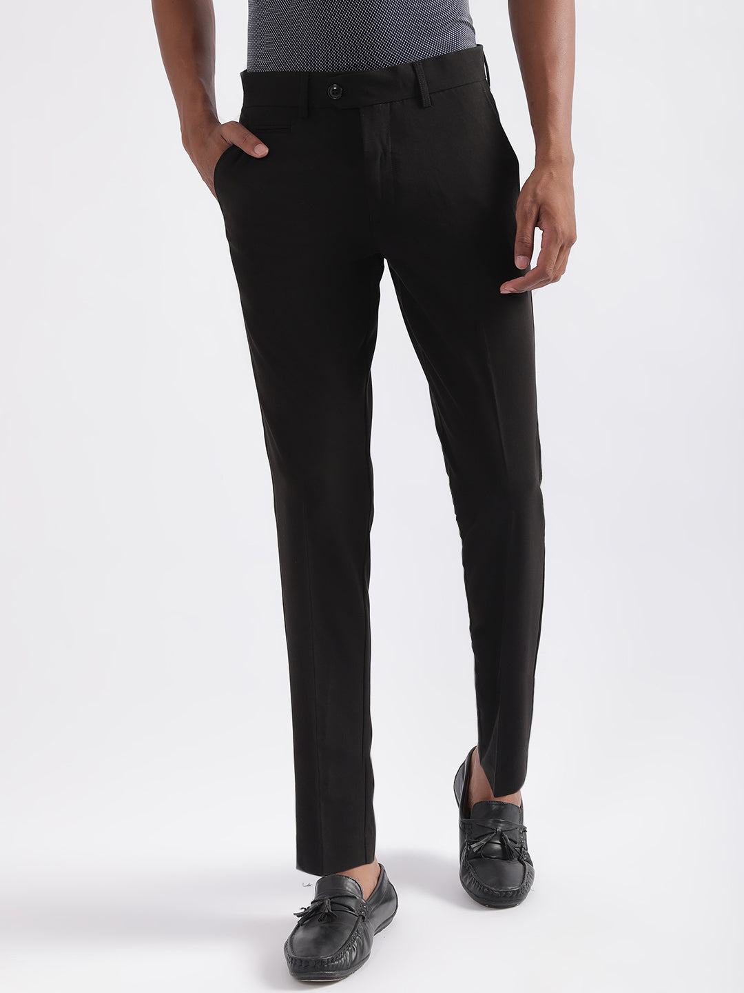 Lindbergh Men Black Solid Slim Fit Trouser